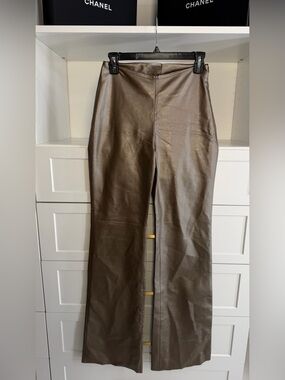 EMBODY Metallic Bronze Faux Leather Wide Leg Pants Size XS